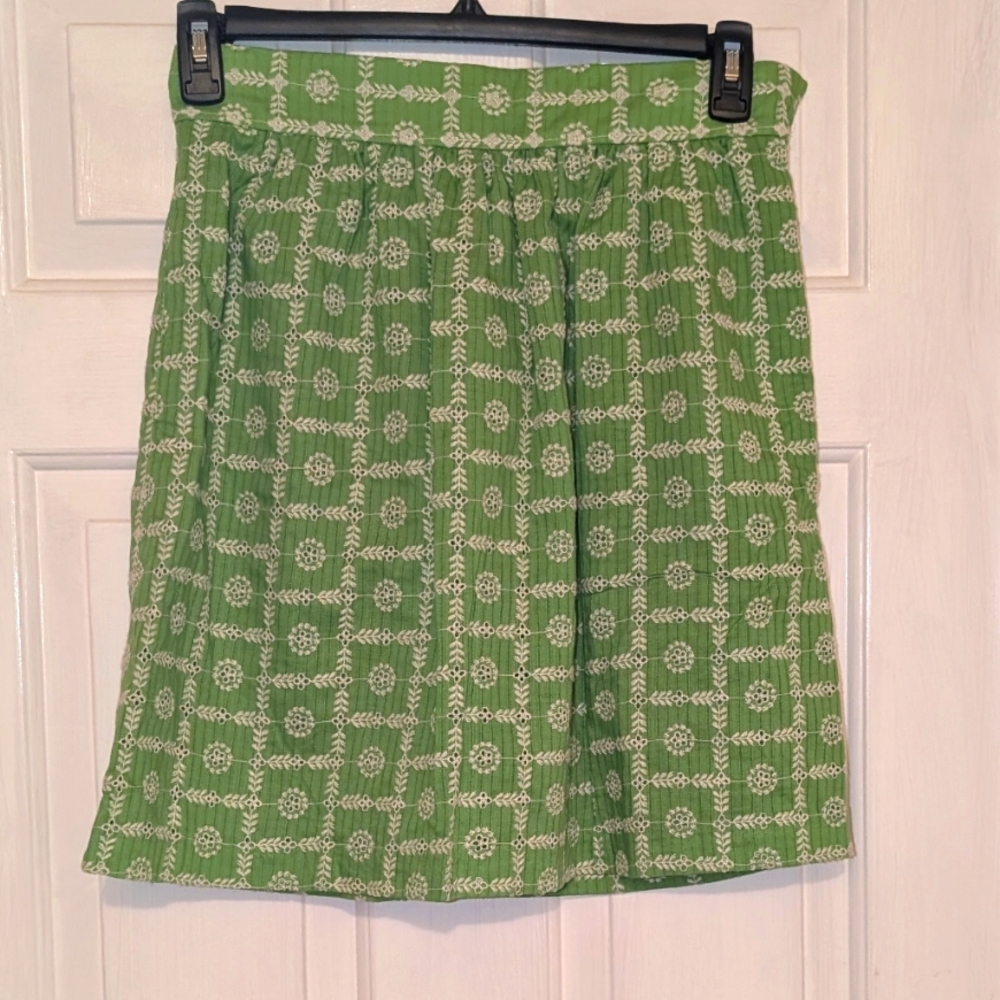 Tibi Eyelet Patterned A-Line Skirt